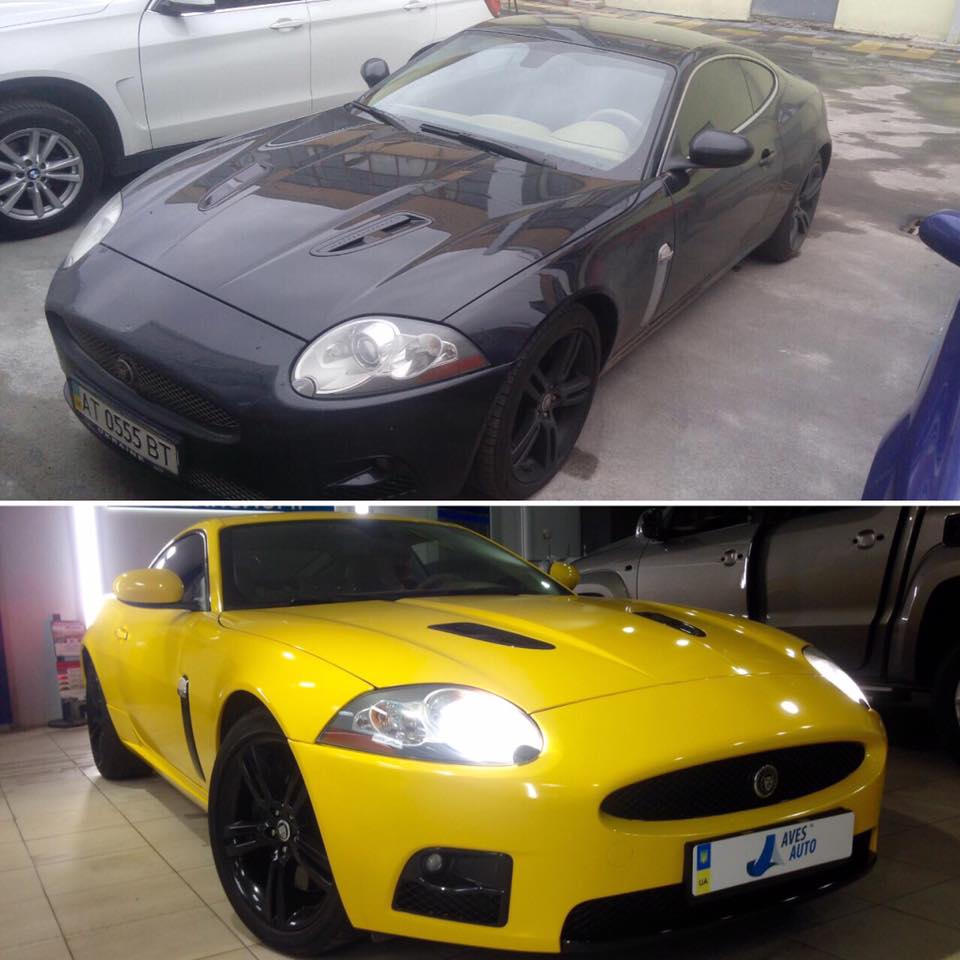 Jaguar XK до і після обклеювання плівкою